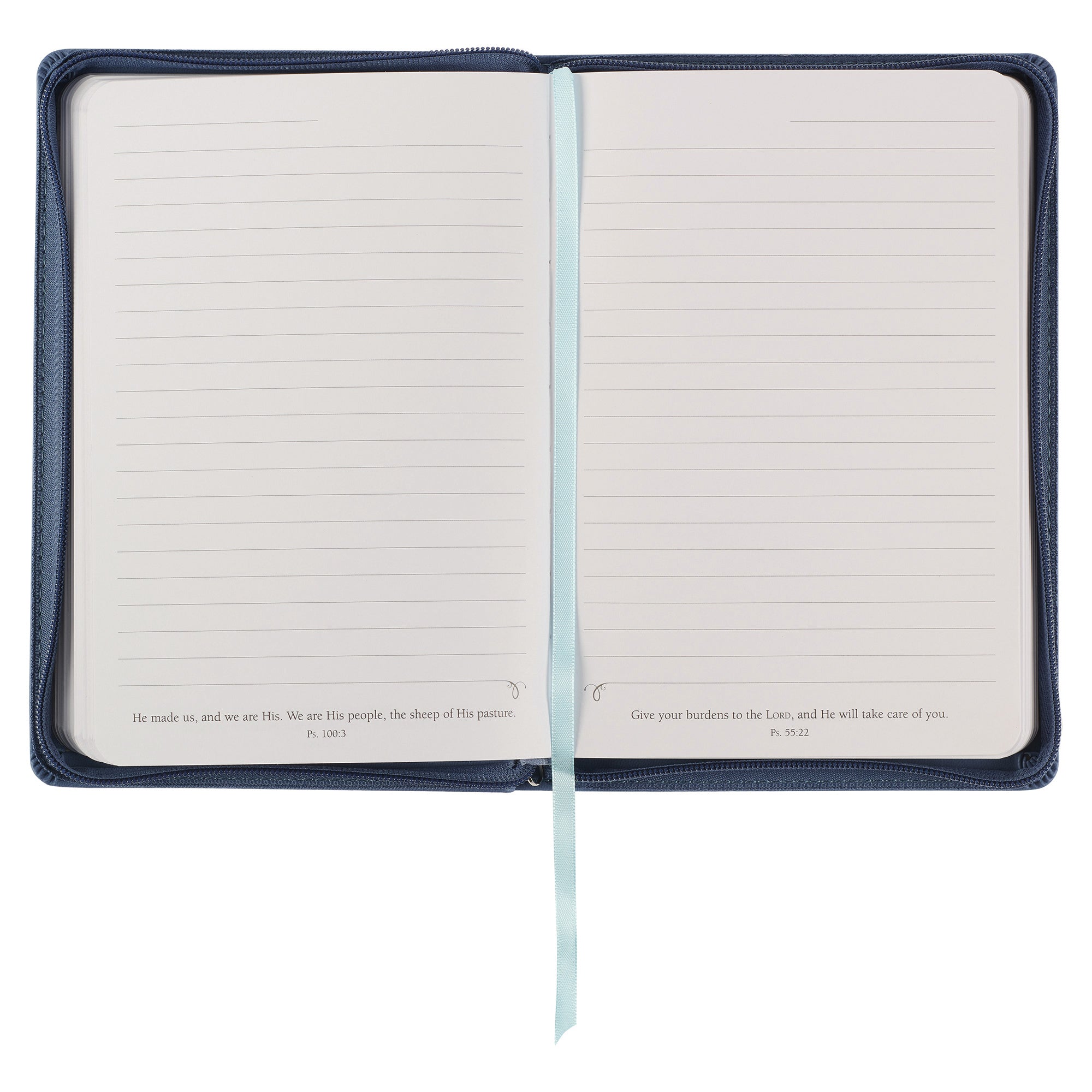 Embroidered Journal Zippered: Be Still & Know, Blue Floral