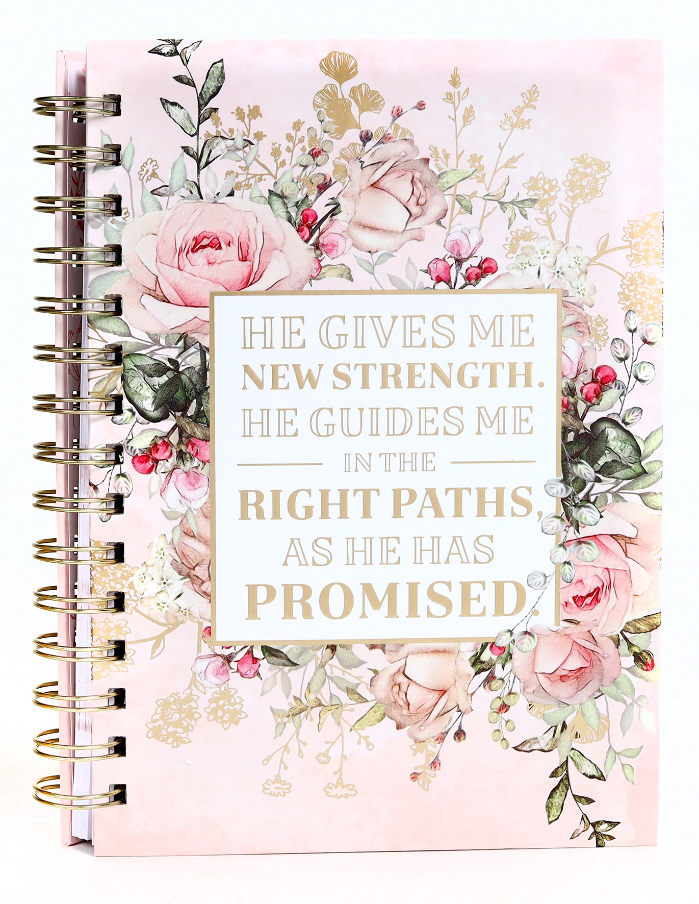 Journal: He Gives Me New Strength, Elegant Pink Floral