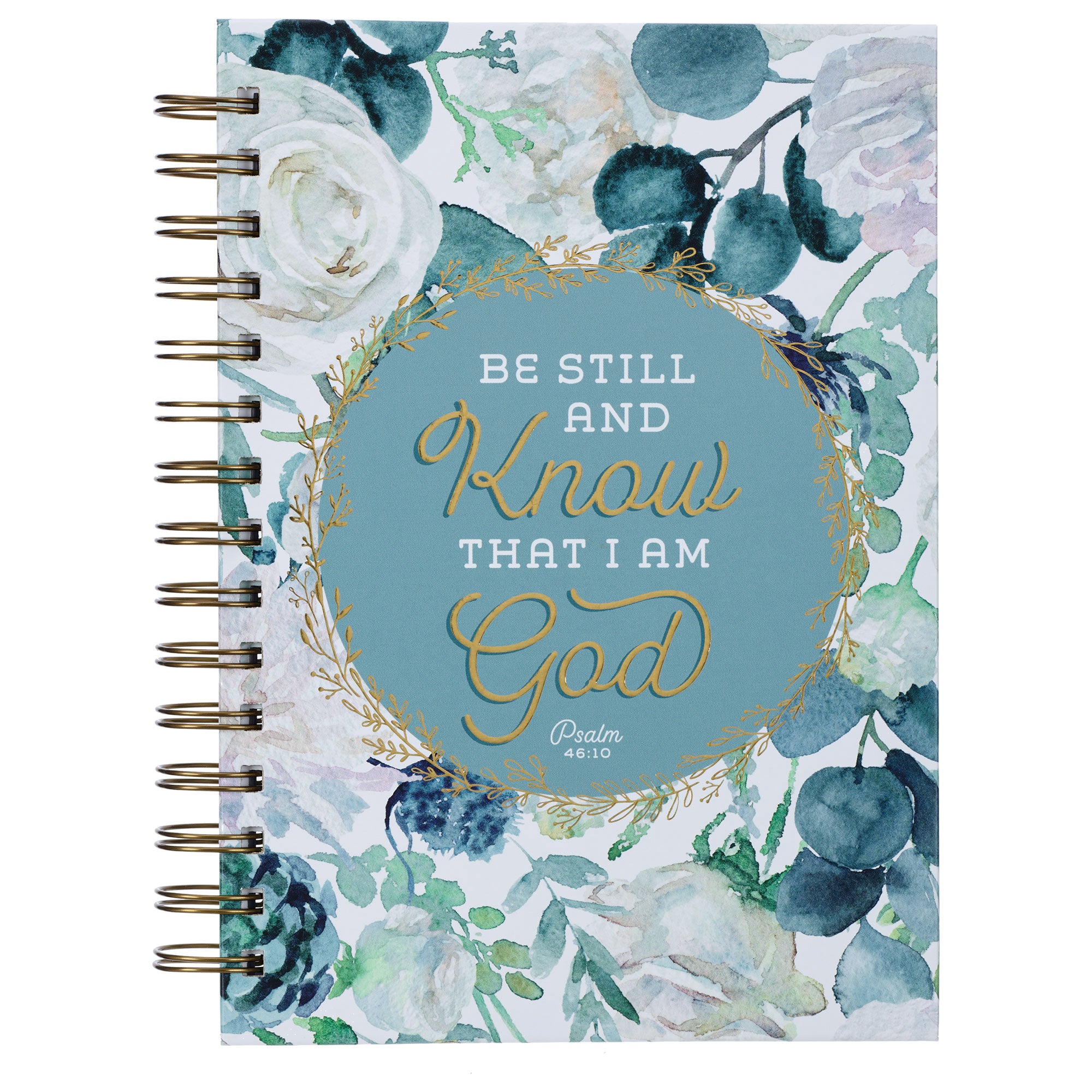 Journal: Be Still and Know That I Am God Blue Floral (Psalm 46:10)