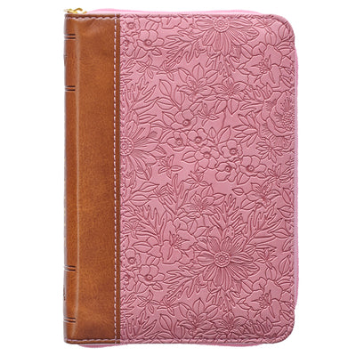KJV Pocket Bible Pink/Brown With Zipper (Red Letter Edition)