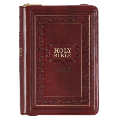 KJV Large Print Compact Bible Burgundy With Zipper (Red Letter Edition)