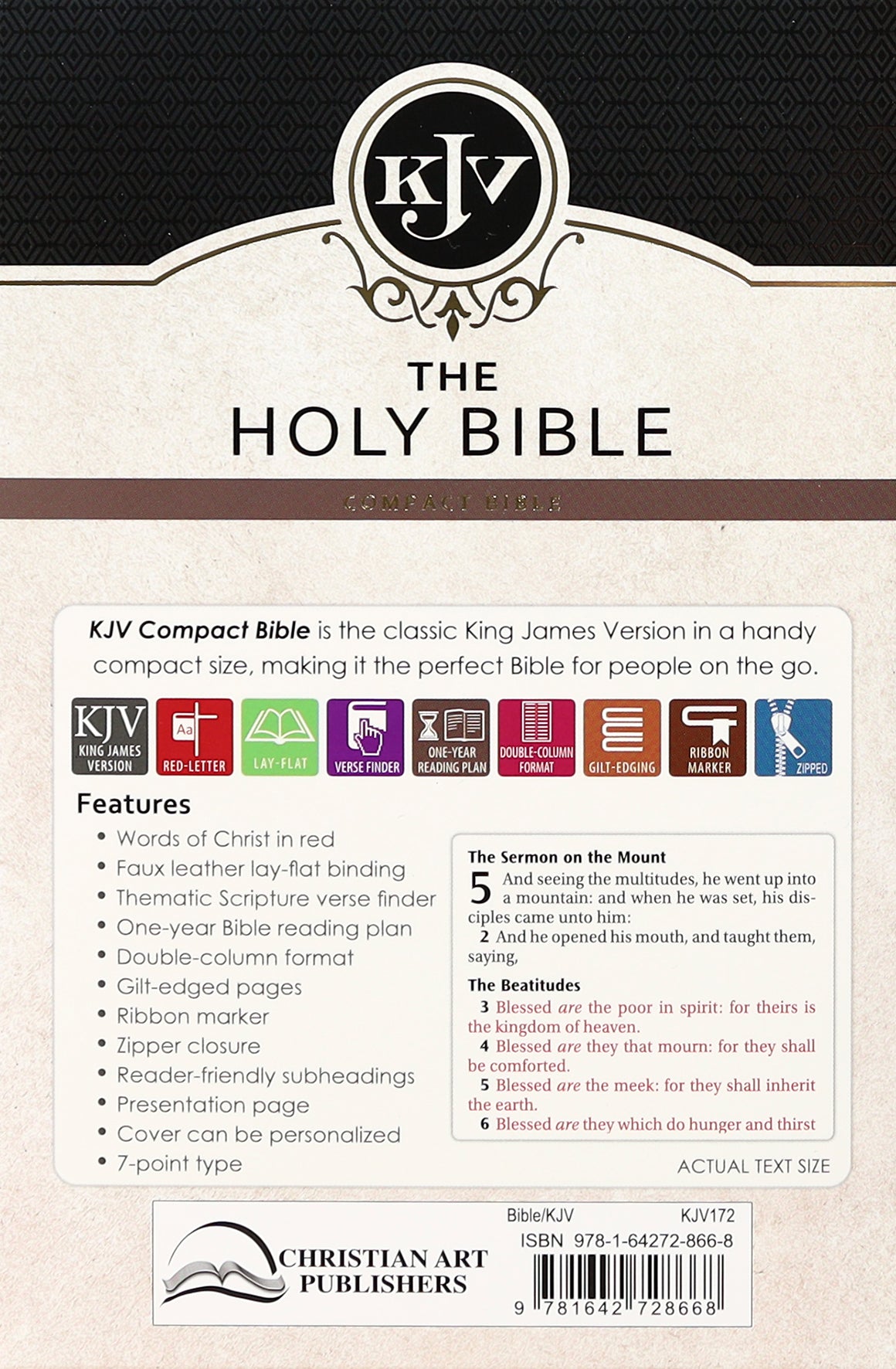 KJV Compact Bible Burgundy/Brown With Zipper (Red Letter Edition)