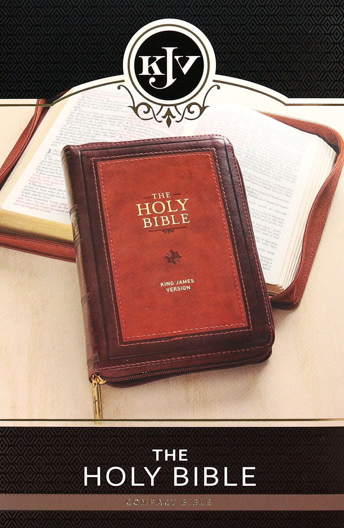 KJV Compact Bible Burgundy/Brown With Zipper (Red Letter Edition)