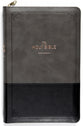 KJV Deluxe Gift Bible Black/Gray With Zipper and Thumb Index (Red Letter Edition)