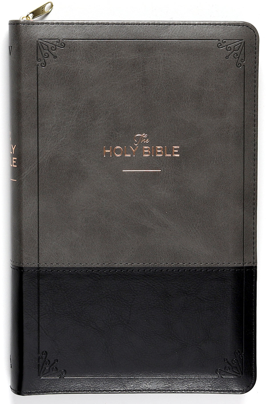 KJV Deluxe Gift Bible Black/Gray With Zipper and Thumb Index (Red Letter Edition)