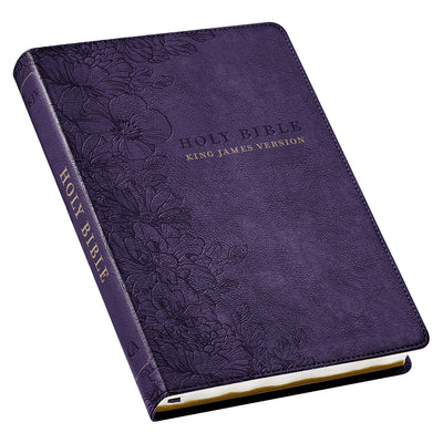 KJV Large Print Thinline Bible Purple Floral Thumb Index (Red Letter Edition)