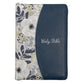 KJV Large Print Thinline Bible Blue/ Floral With Zipper and Thumb Index (Red Letter Edition)