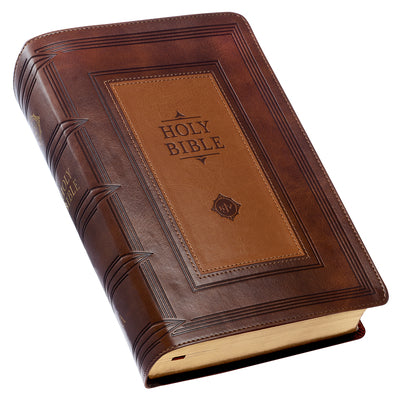 KJV Giant Print Bible Two-Tone Brown Thumb Index (Red Letter Edition)