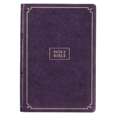 KJV Giant Print Full-Size Bible Purple Floral Thumb Index (Red Letter Edition)