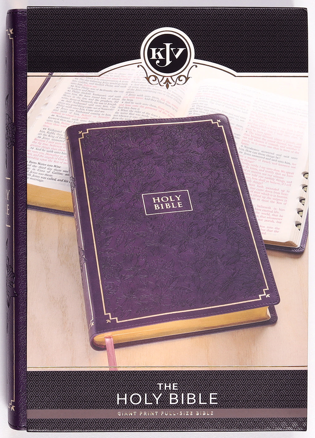 KJV Giant Print Full-Size Bible Purple Floral Thumb Index (Red Letter Edition)