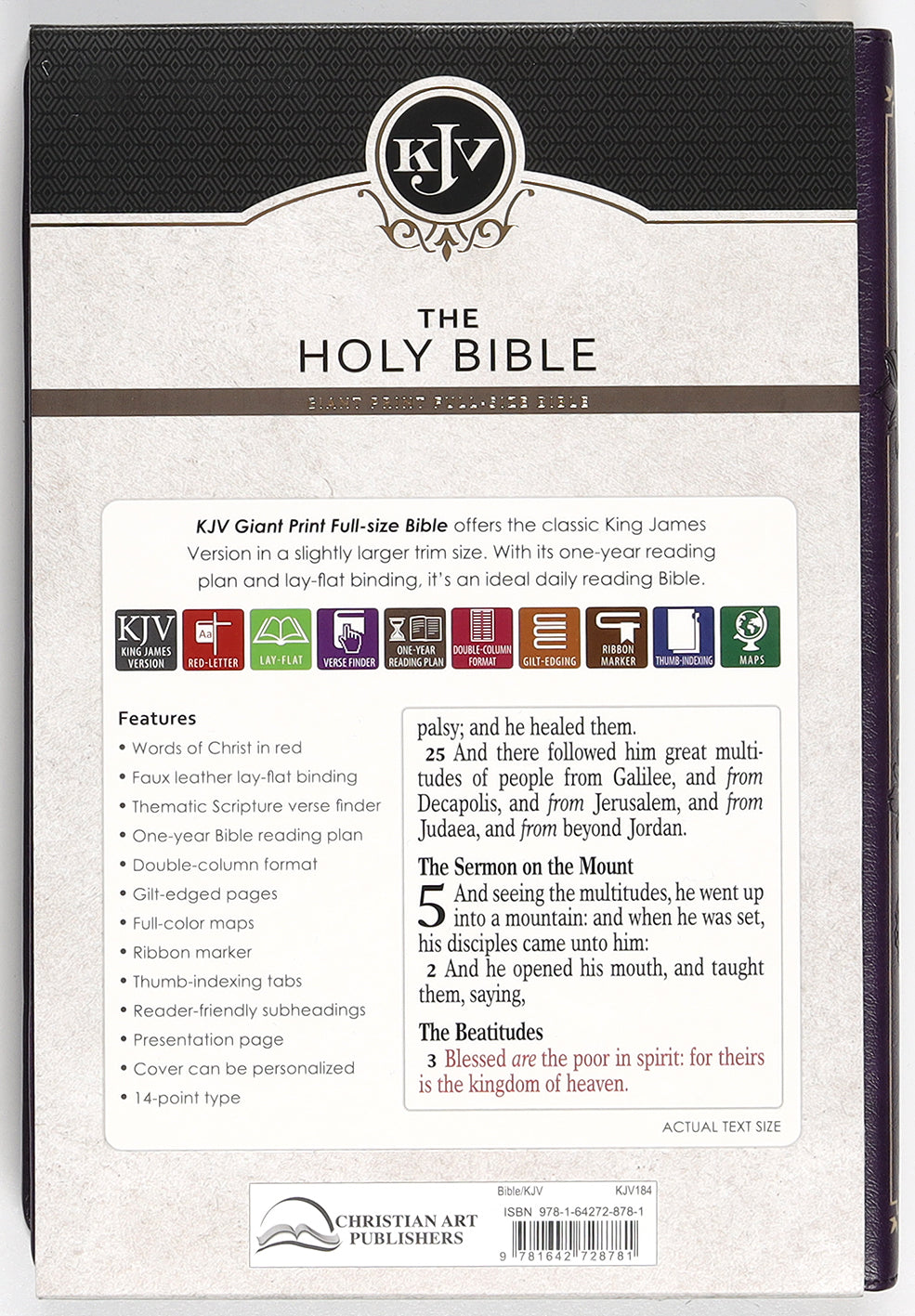 KJV Giant Print Full-Size Bible Purple Floral Thumb Index (Red Letter Edition)