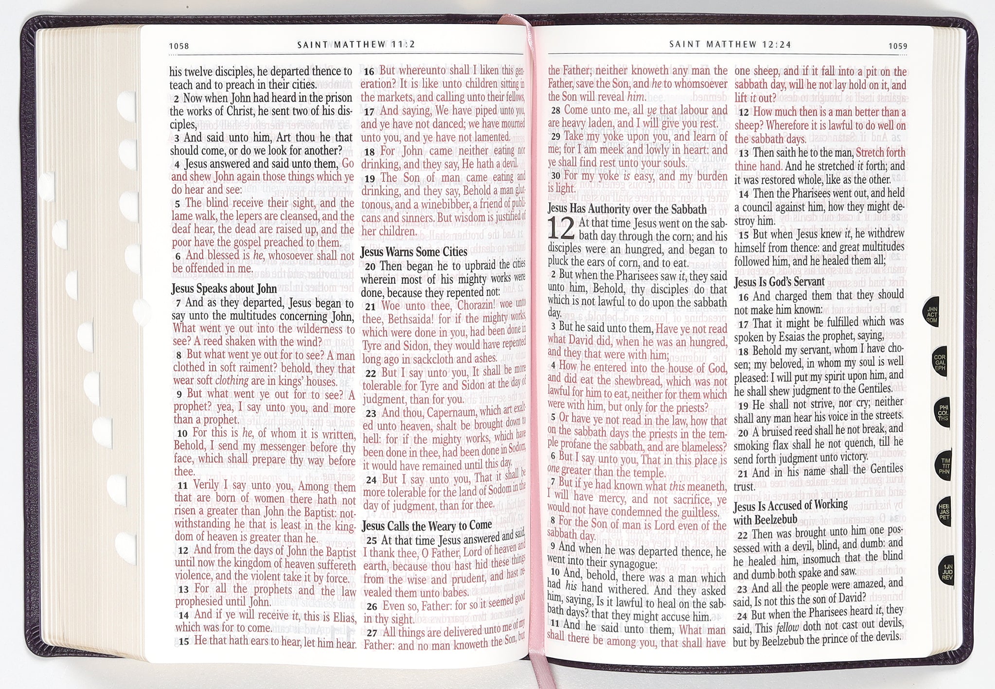 KJV Giant Print Full-Size Bible Purple Floral Thumb Index (Red Letter Edition)