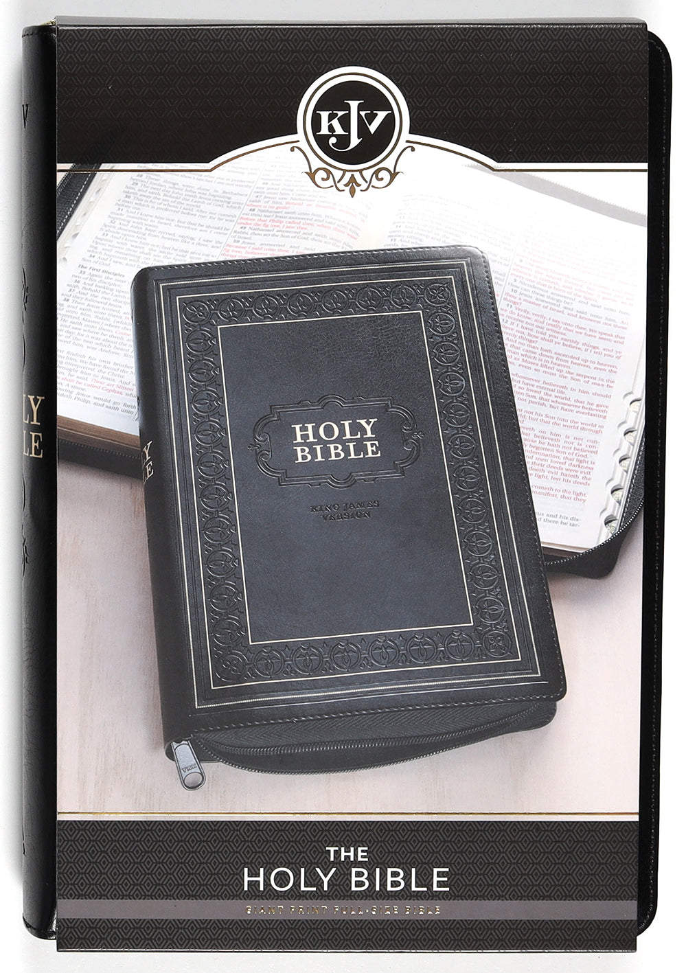KJV Giant Print Full-Size Bible Black With Zipper Thumb Index (Red Letter Edition)