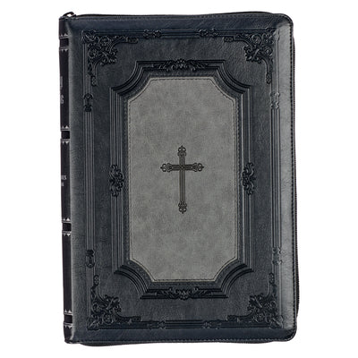 KJV Super Giant Print Bible Two-Tone Gray Thumb Index (Red Letter Edition)