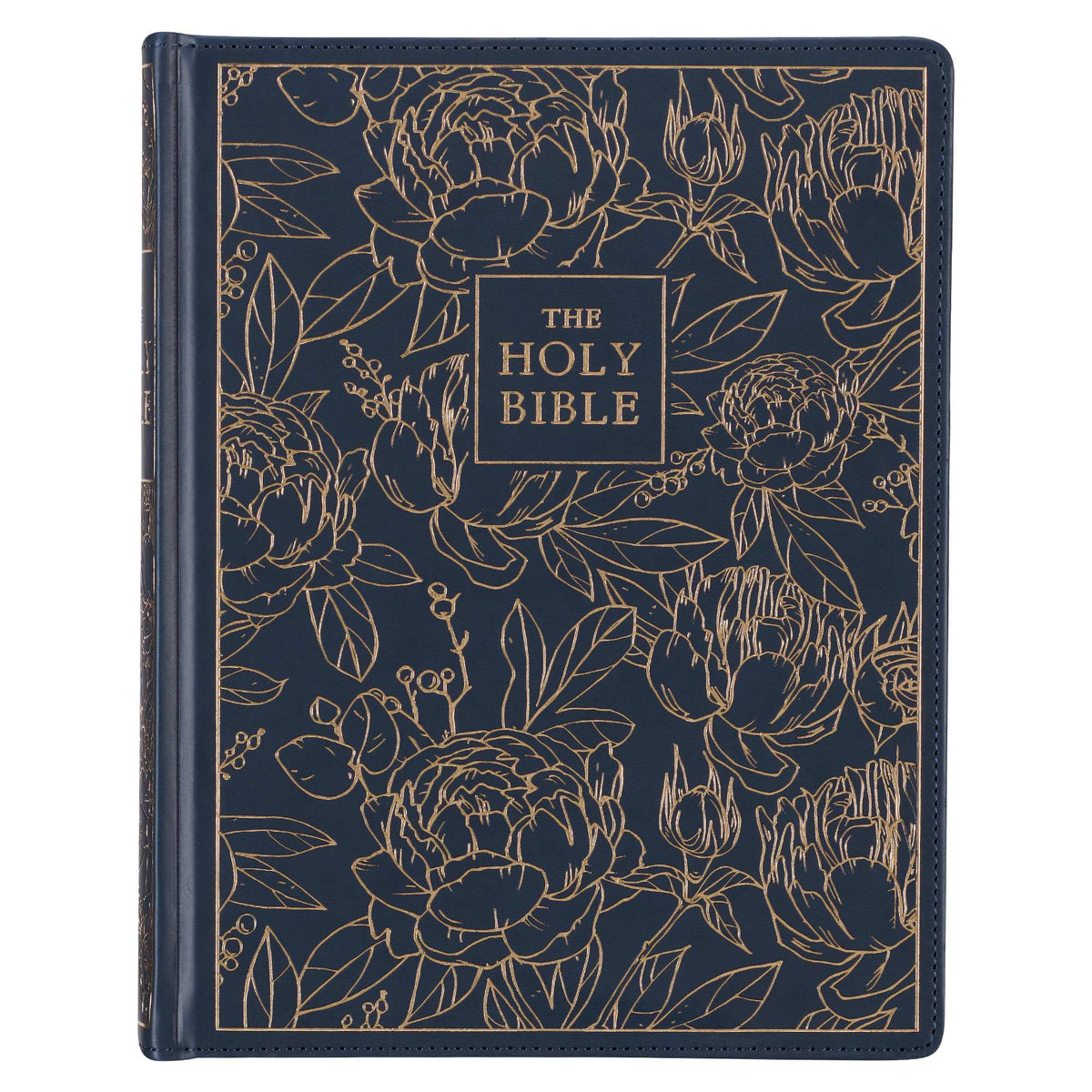 KJV Large Print Note-Taking Bible Navy Blue Floral (Black Letter Edition)
