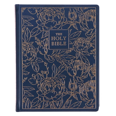 KJV Large Print Note-Taking Bible Navy Blue Floral (Black Letter Edition)