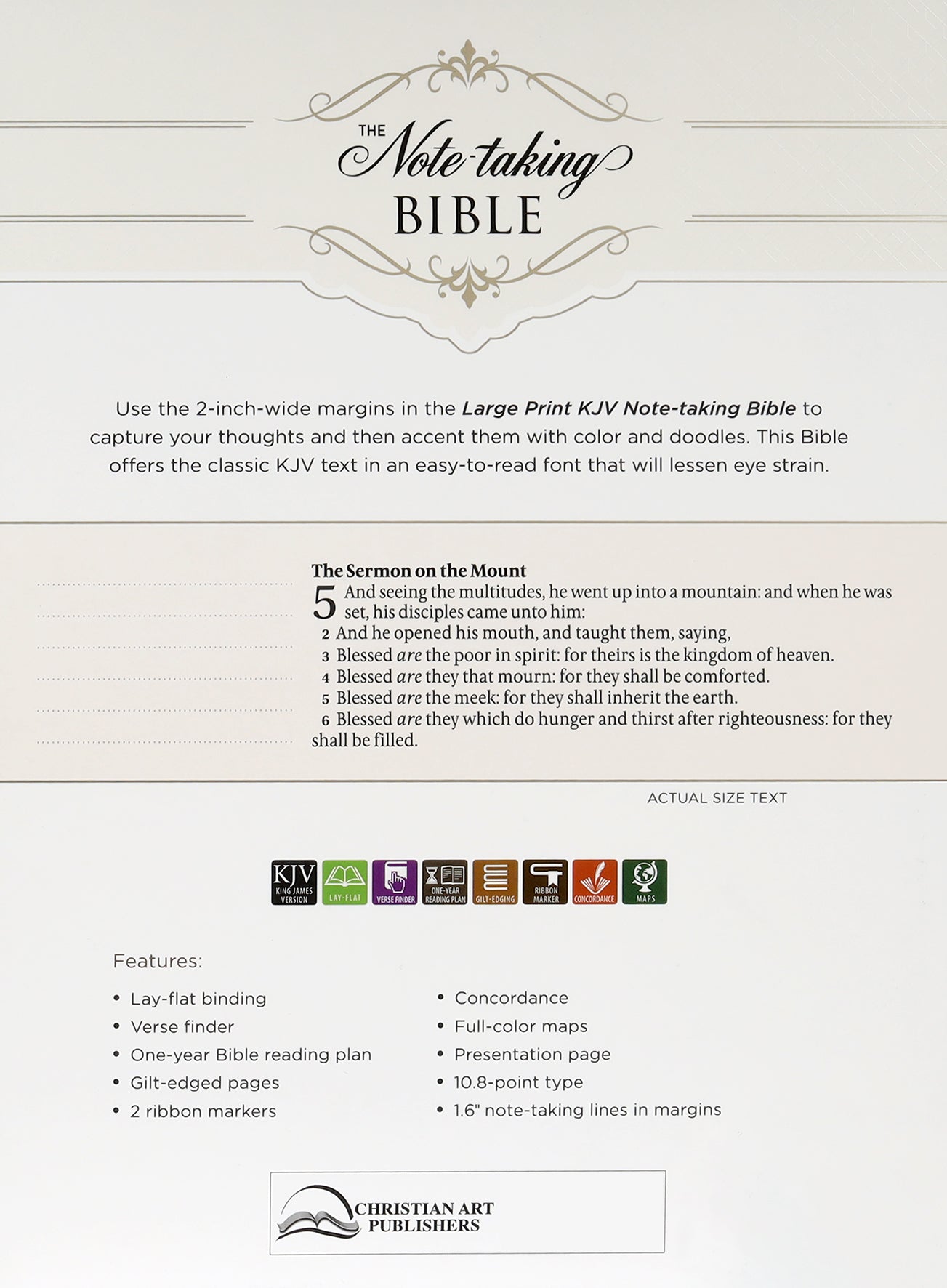 KJV Large Print Note-Taking Bible Navy Blue Floral (Black Letter Edition)