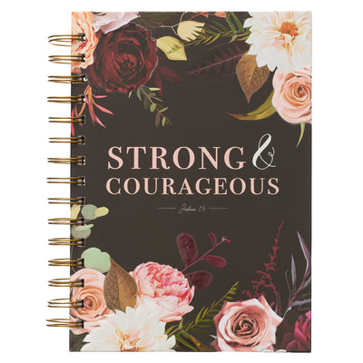 Journal: Strong & Courageous Dark Floral (Joshua 1:9)
