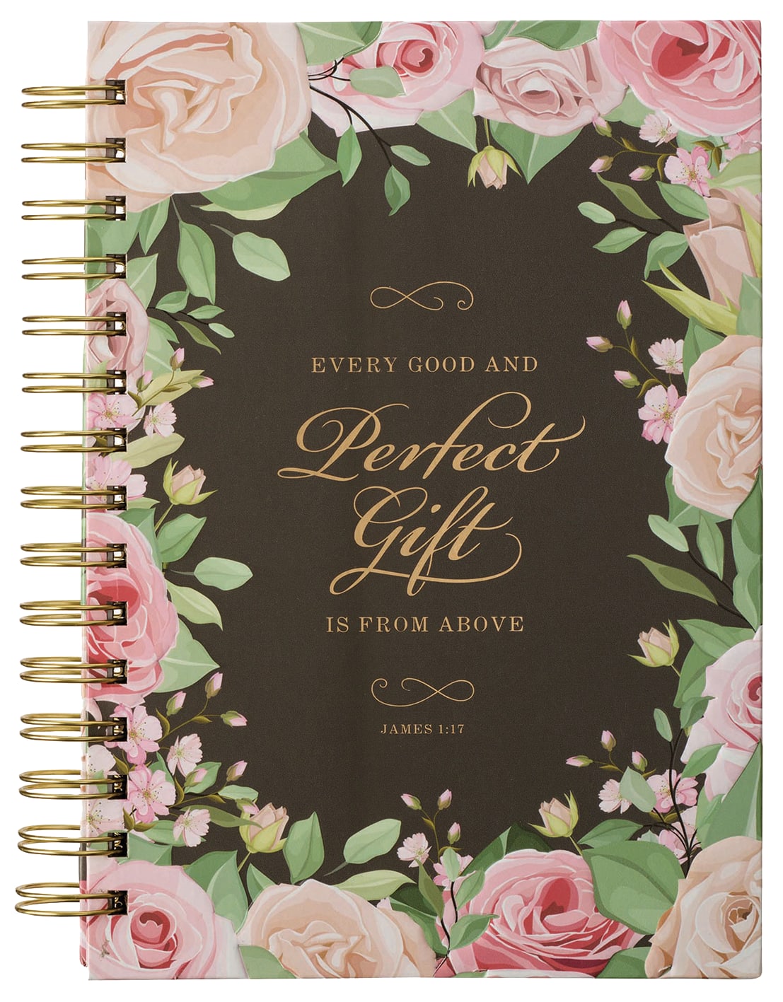 Journal: Every Good and Perfect Gift is From Above Brown/Pink Roses (James 1:17)