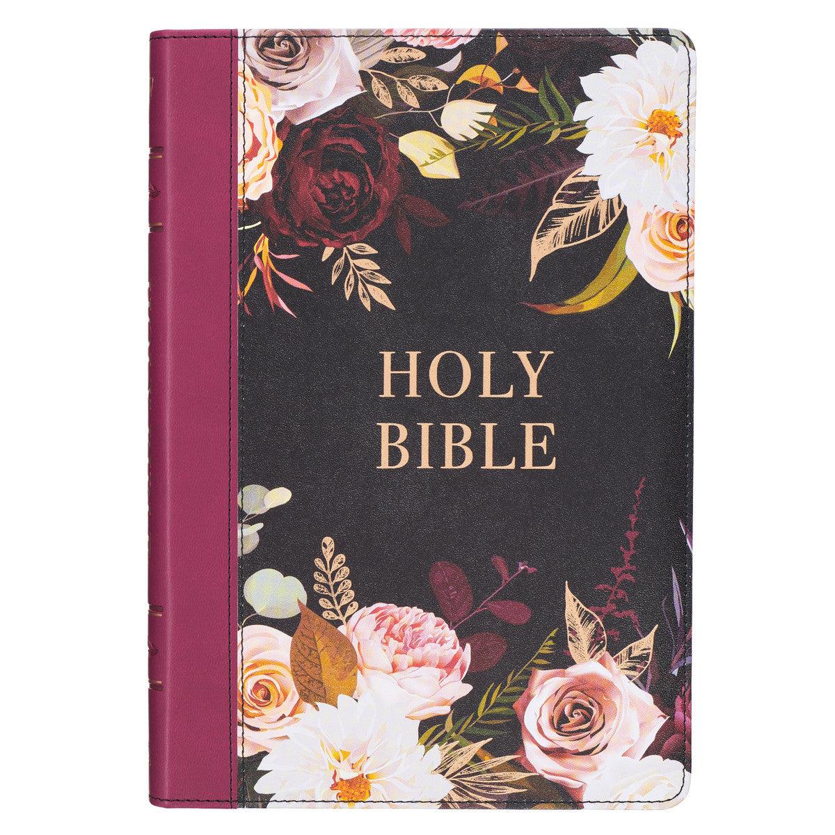 KJV Large Print Thinline Bible Thumb Index Burgundy Floral (Red Letter Edition)