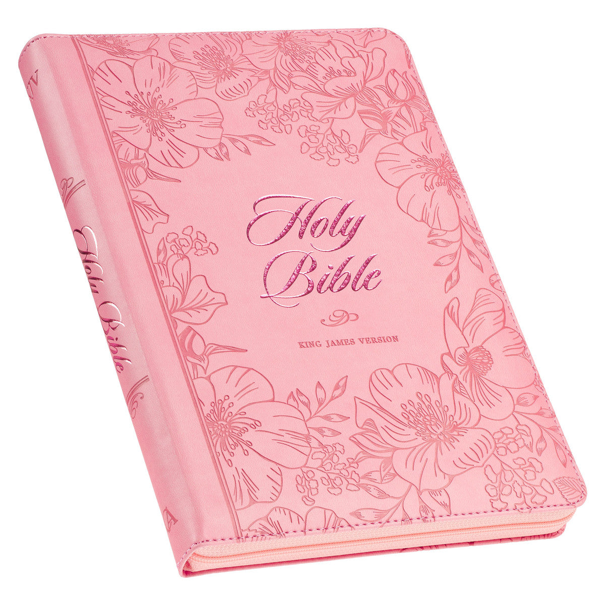 KJV Large Print Thinline Bible Zipper Closure Thumb Index Pink (Red Letter Edition)