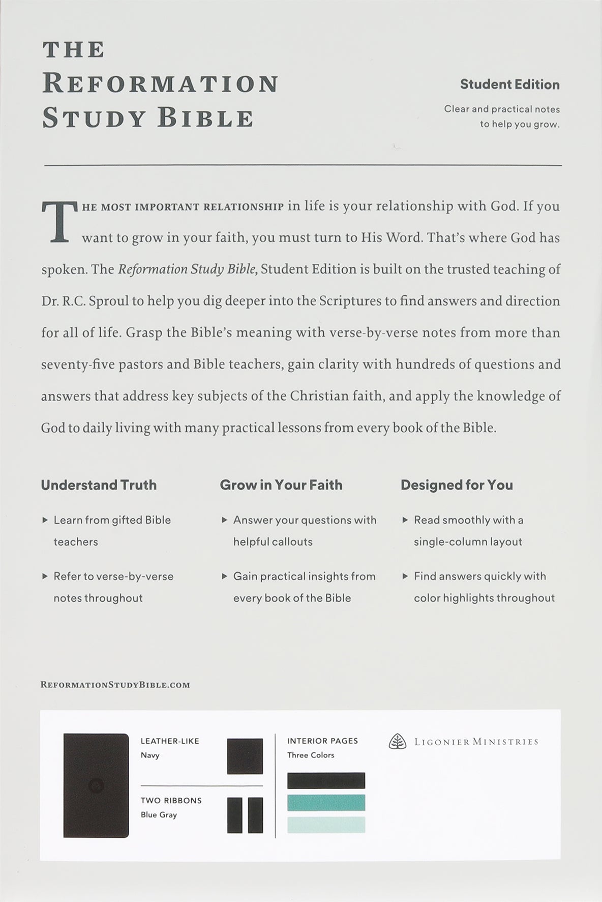 ESV Reformation Study Bible Student Edition Navy