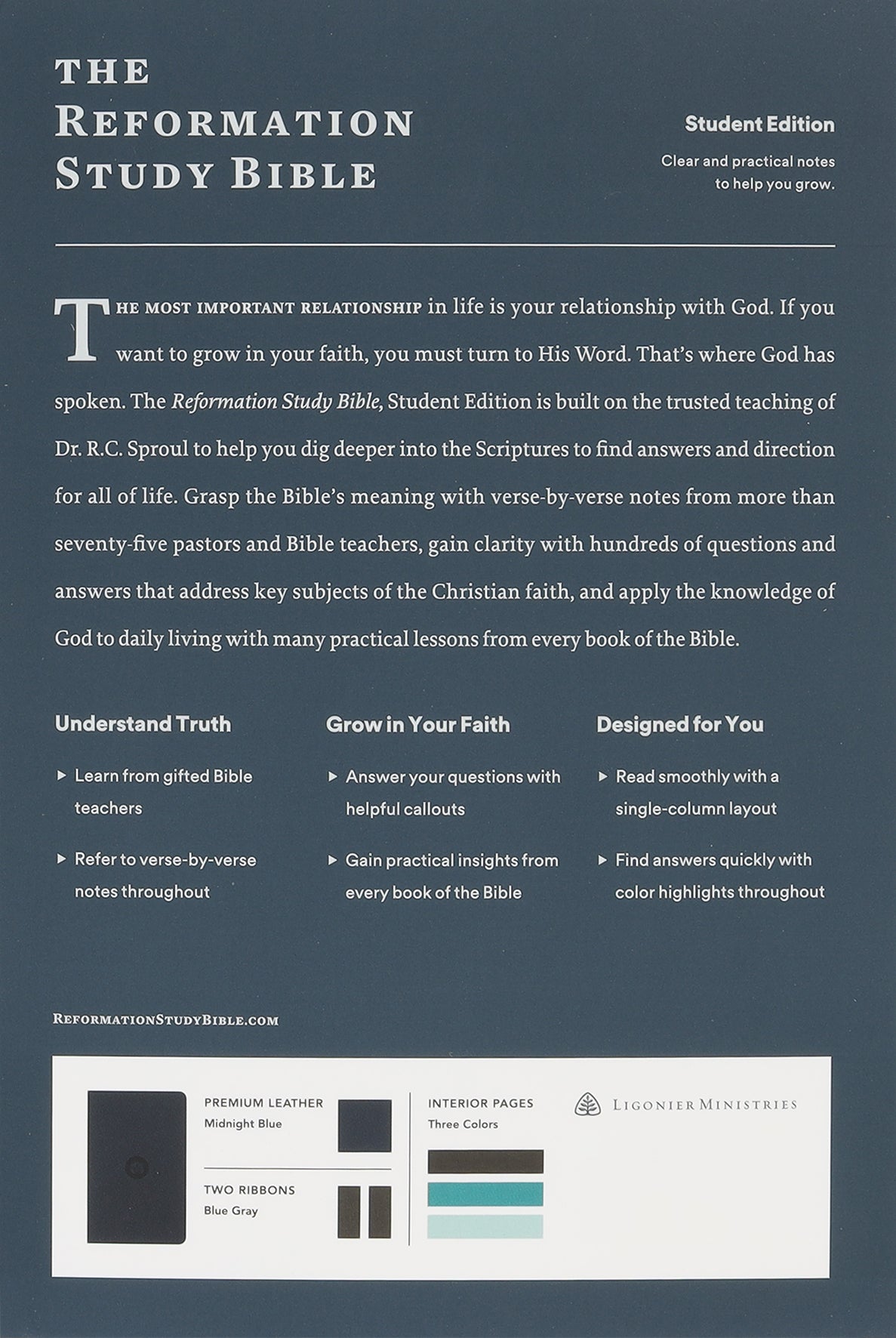 ESV Reformation Study Bible Student Edition Midnight Blue