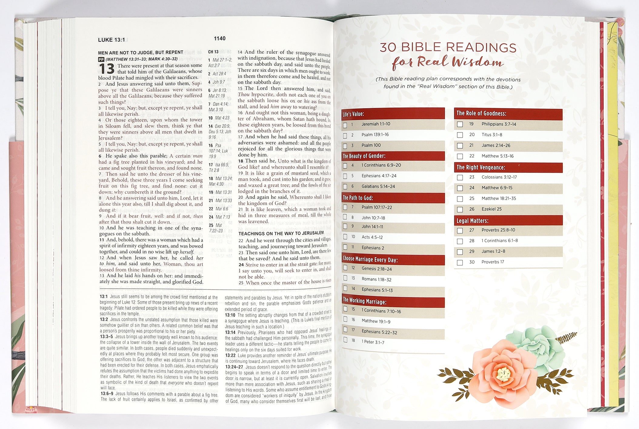 KJV Cross Reference Study Bible Women's Edition Sage Songbird (Red Letter Edition)