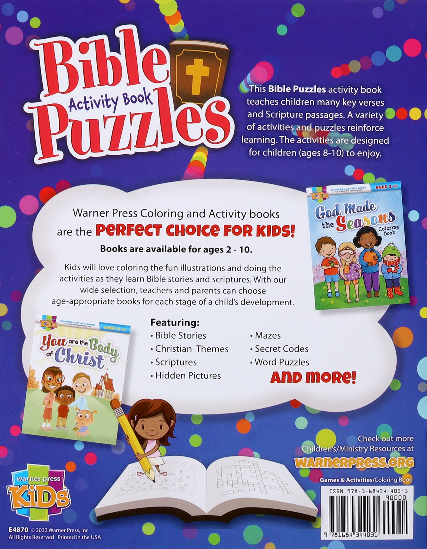 Bible Puzzles Activity Book Coloring & Activity Book, Ages 8-10 (NIV) (Warner Press Colouring & Activity Books Series)