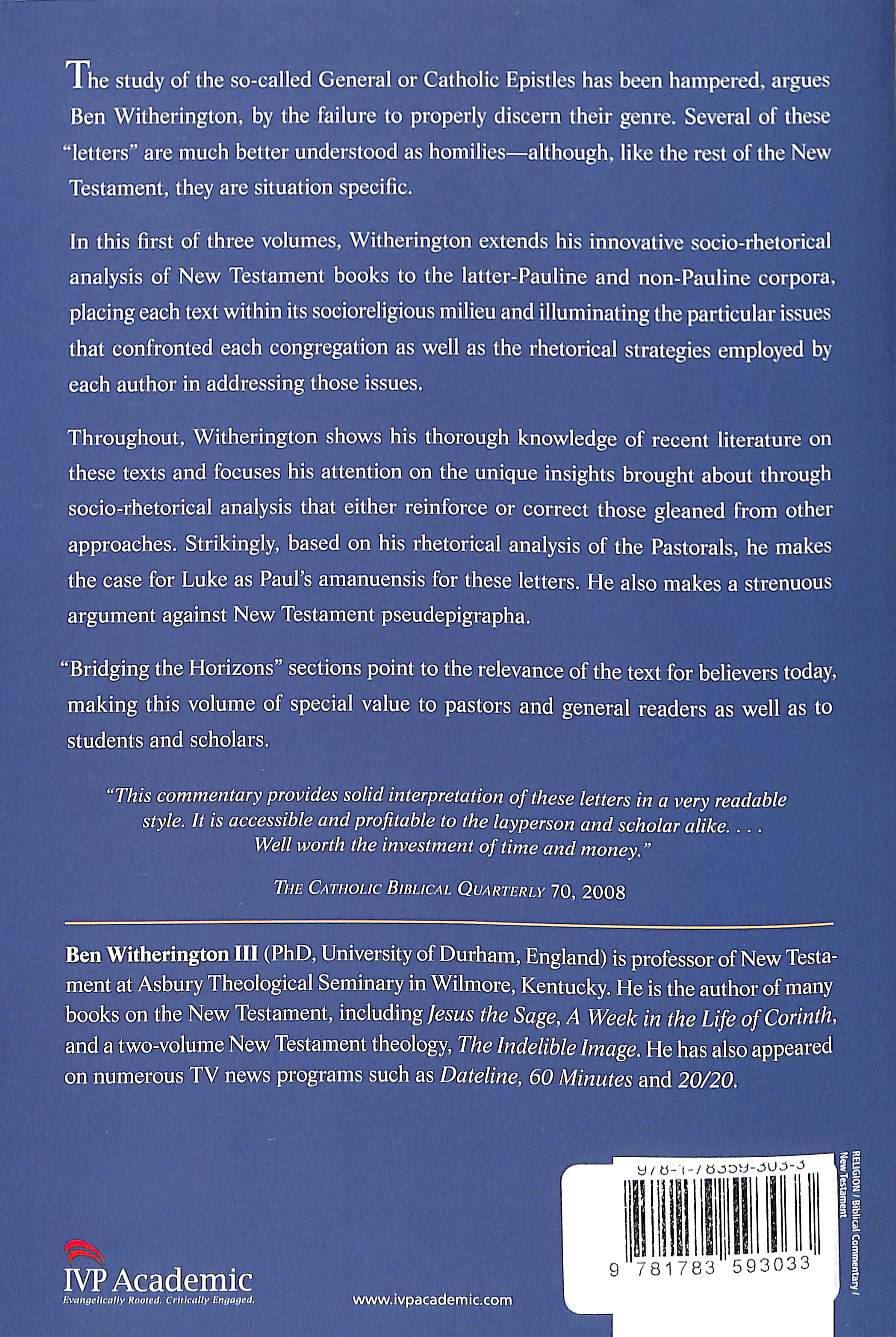 A Socio-Rhetorical Commentary on Titus, 1-2 Timothy and 1-3 John (#01 in Letters And Homilies For Hellenized Christians Series)