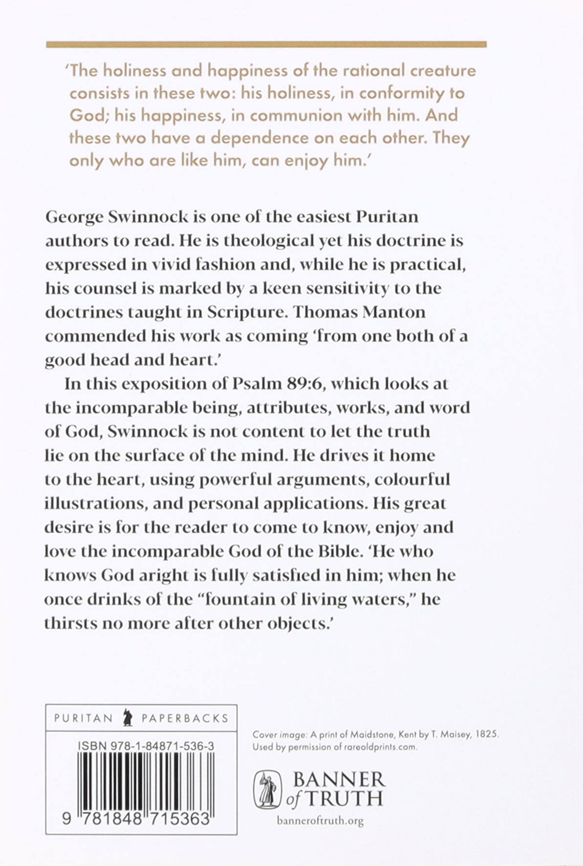 The Incomparableness of God (Puritan Paperbacks Series)