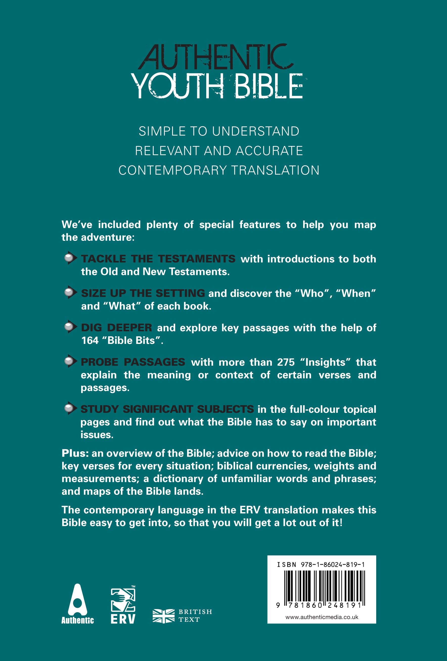 ERV Authentic Youth Bible Teal