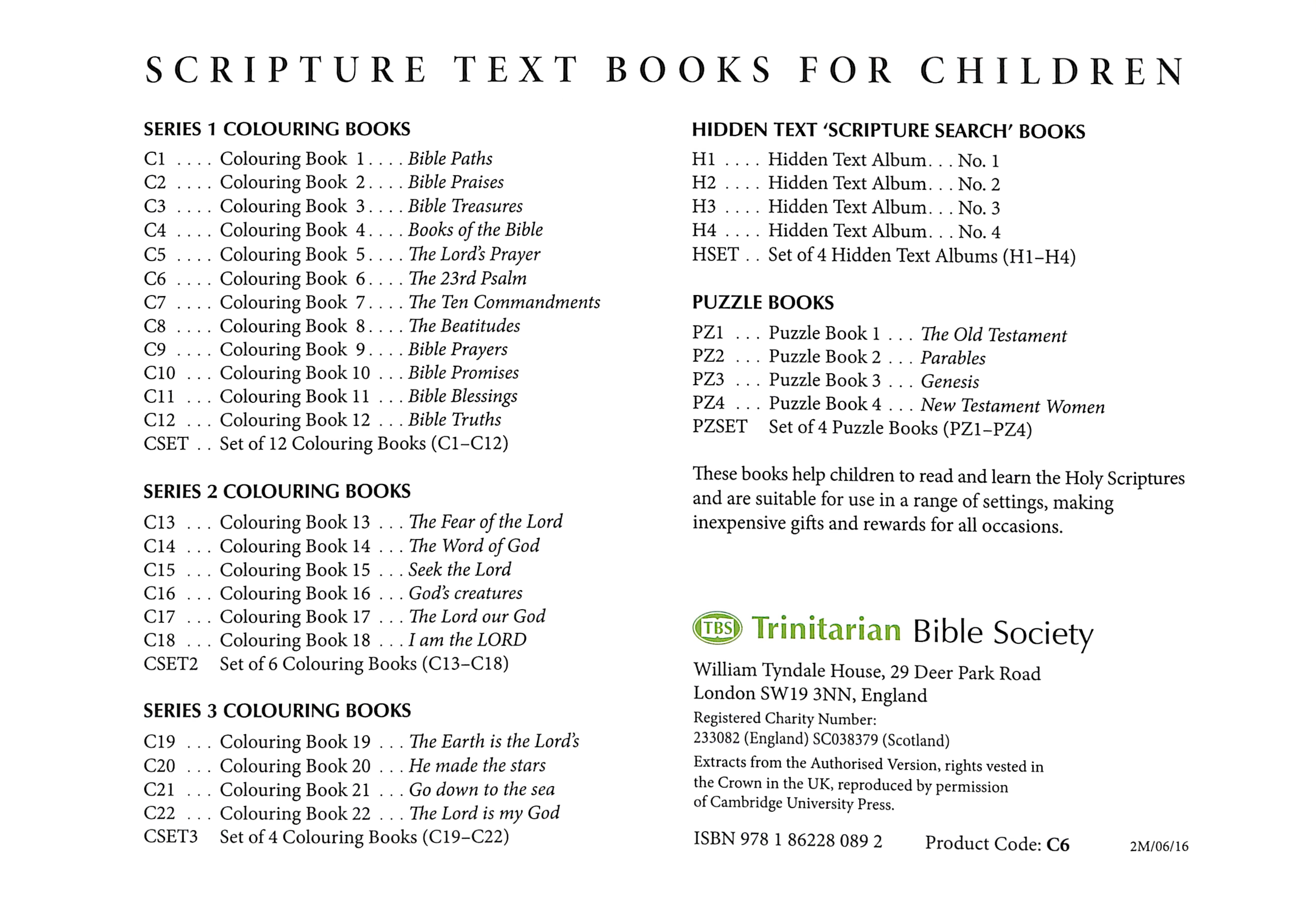 The Twenty-Third Psalm Colouring Book (#06 in Outline Texts For Colouring Series)