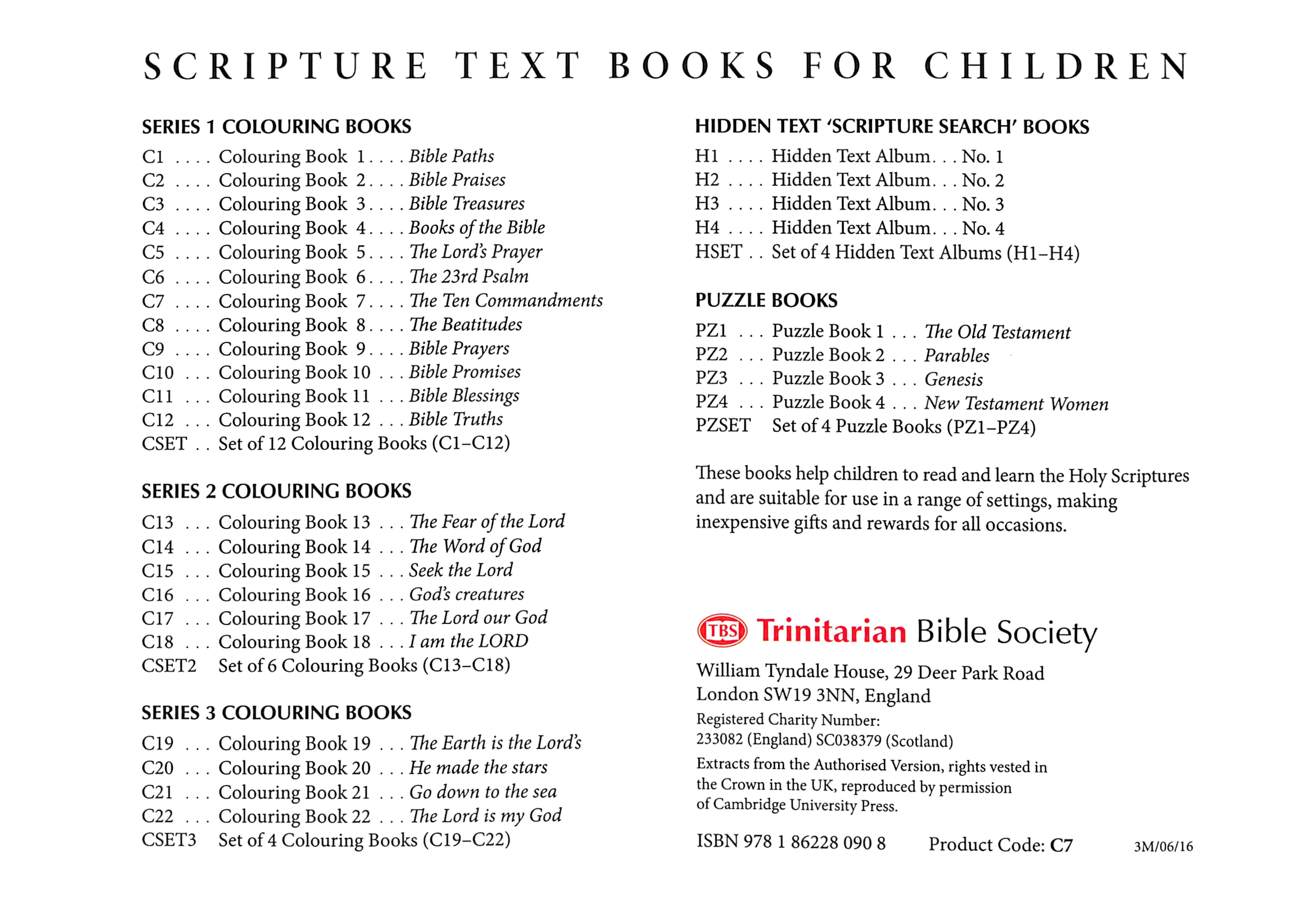 Ten Commandments Colouring Book (#07 in Outline Texts For Colouring Series)