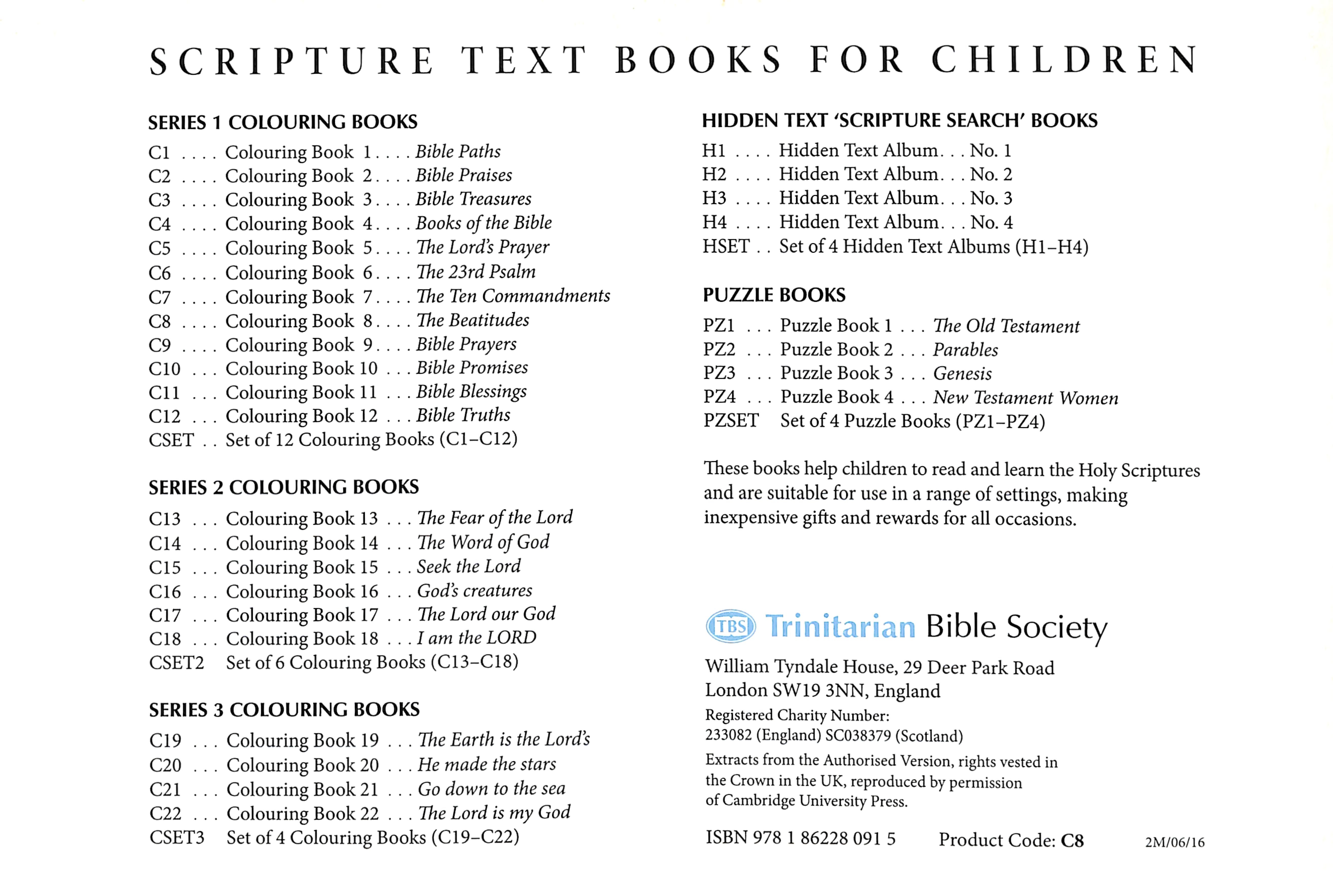 Beatitudes Colouring Book (#08 in Outline Texts For Colouring Series)