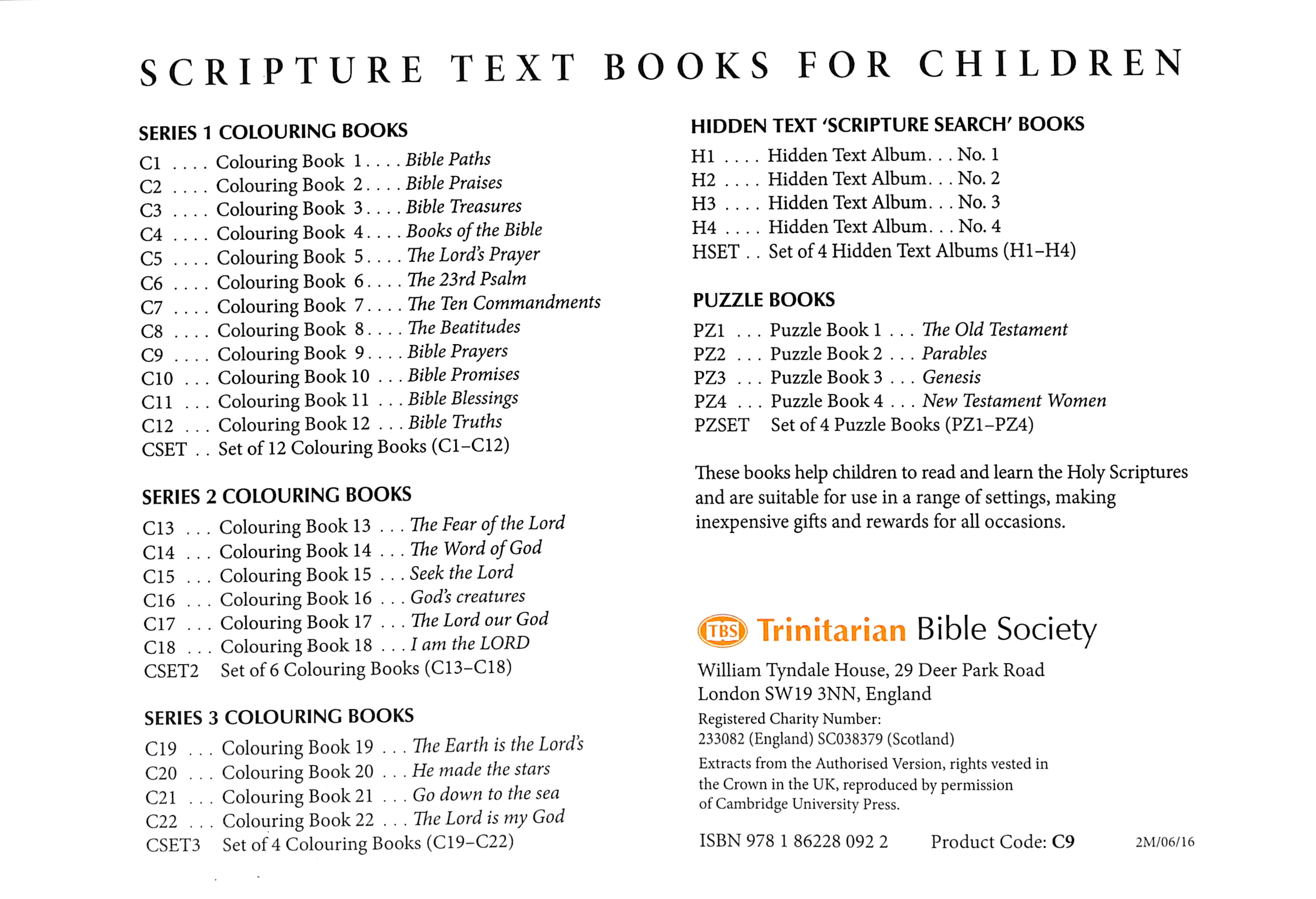 Bible Prayers Colouring Book (#09 in Outline Texts For Colouring Series)