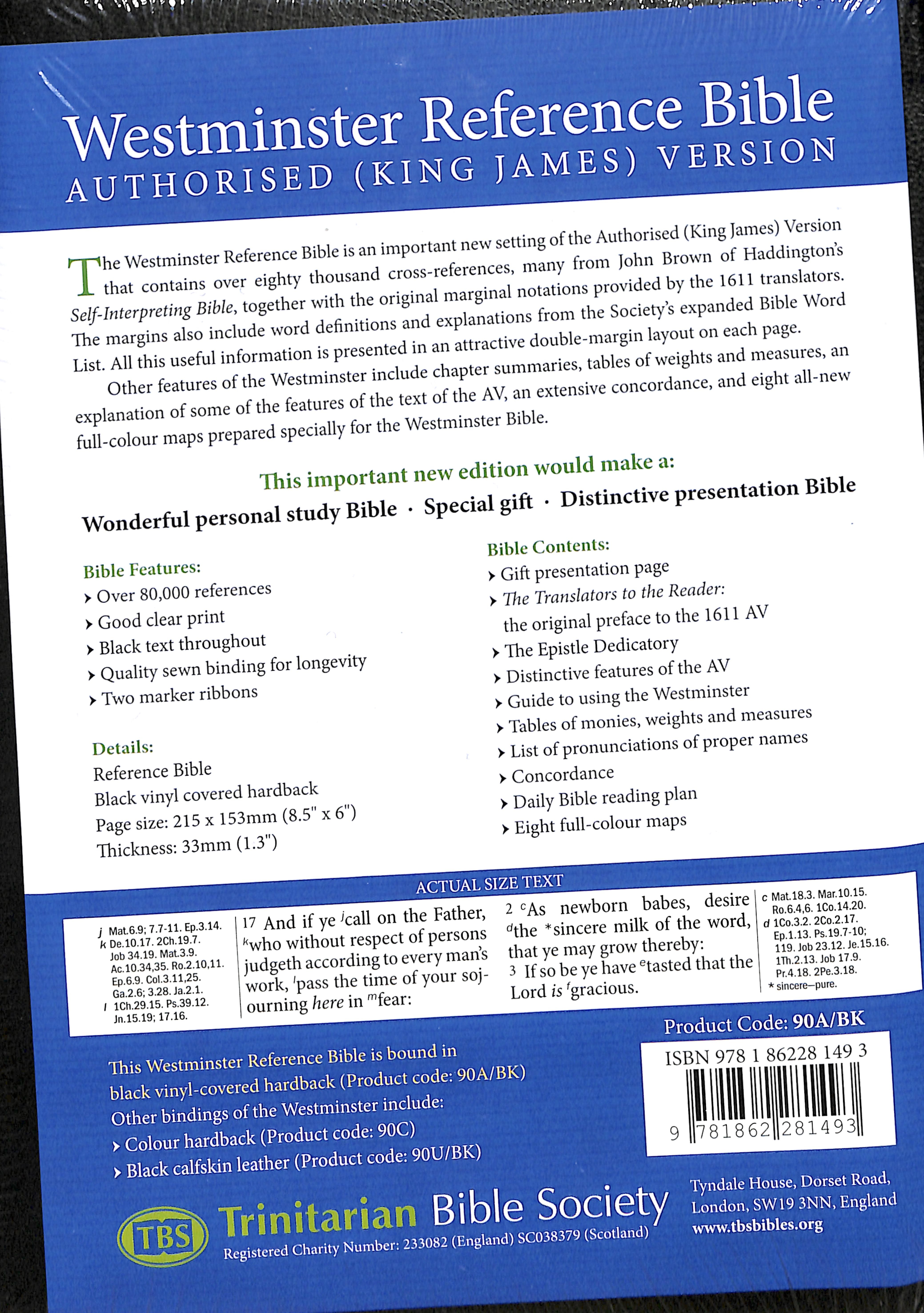 KJV Westminster Holy Bible Reference Black (Black Letter Edition)