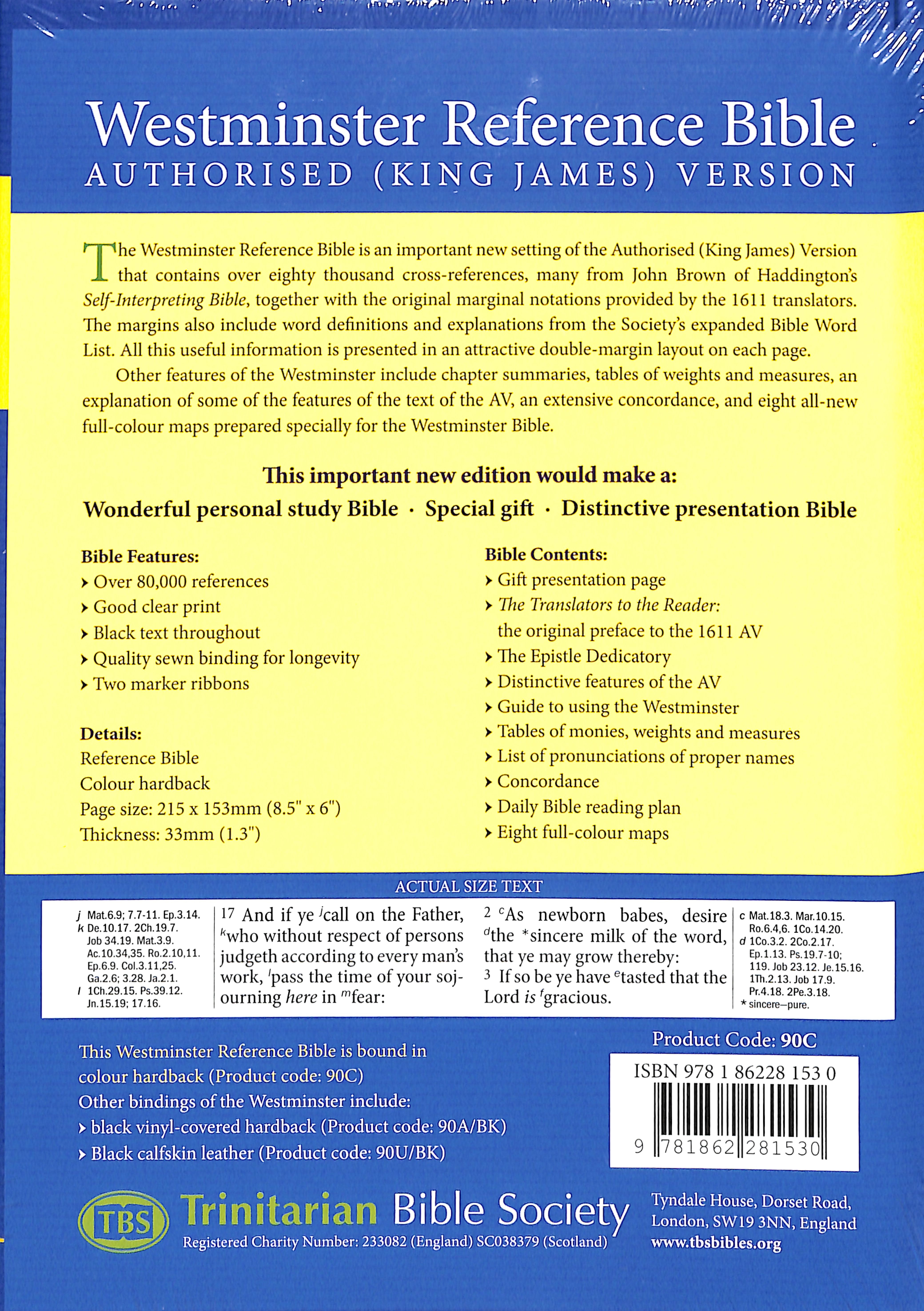 KJV Westminster Holy Bible Authorised Blue (Black Letter Edition)