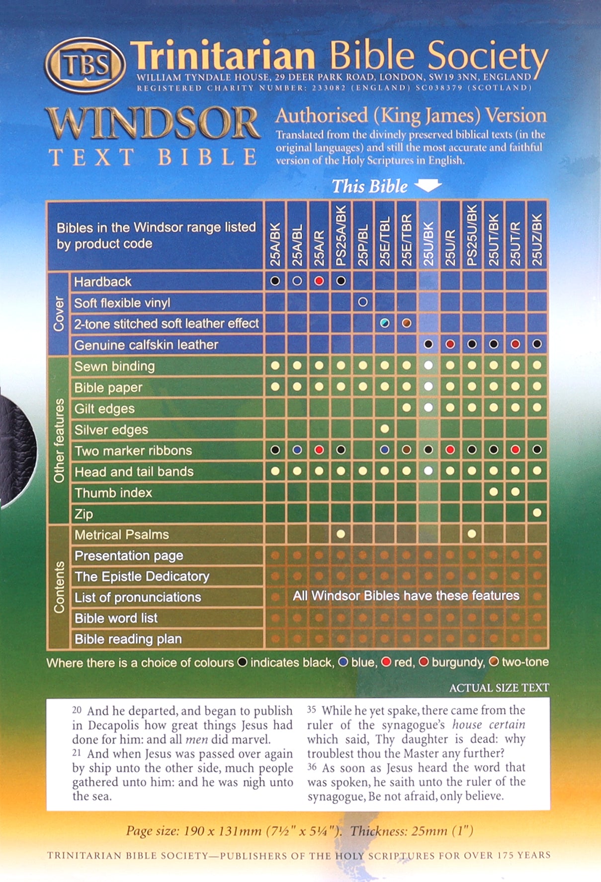 KJV Windsor Holy Bible Black Compact (Black Letter Edition)