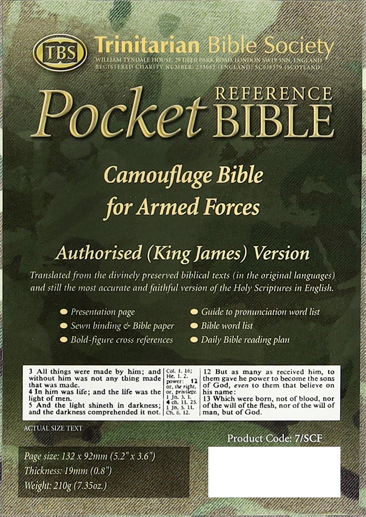 KJV Pocket Reference Bible Camouflage (Black Letter Edition)