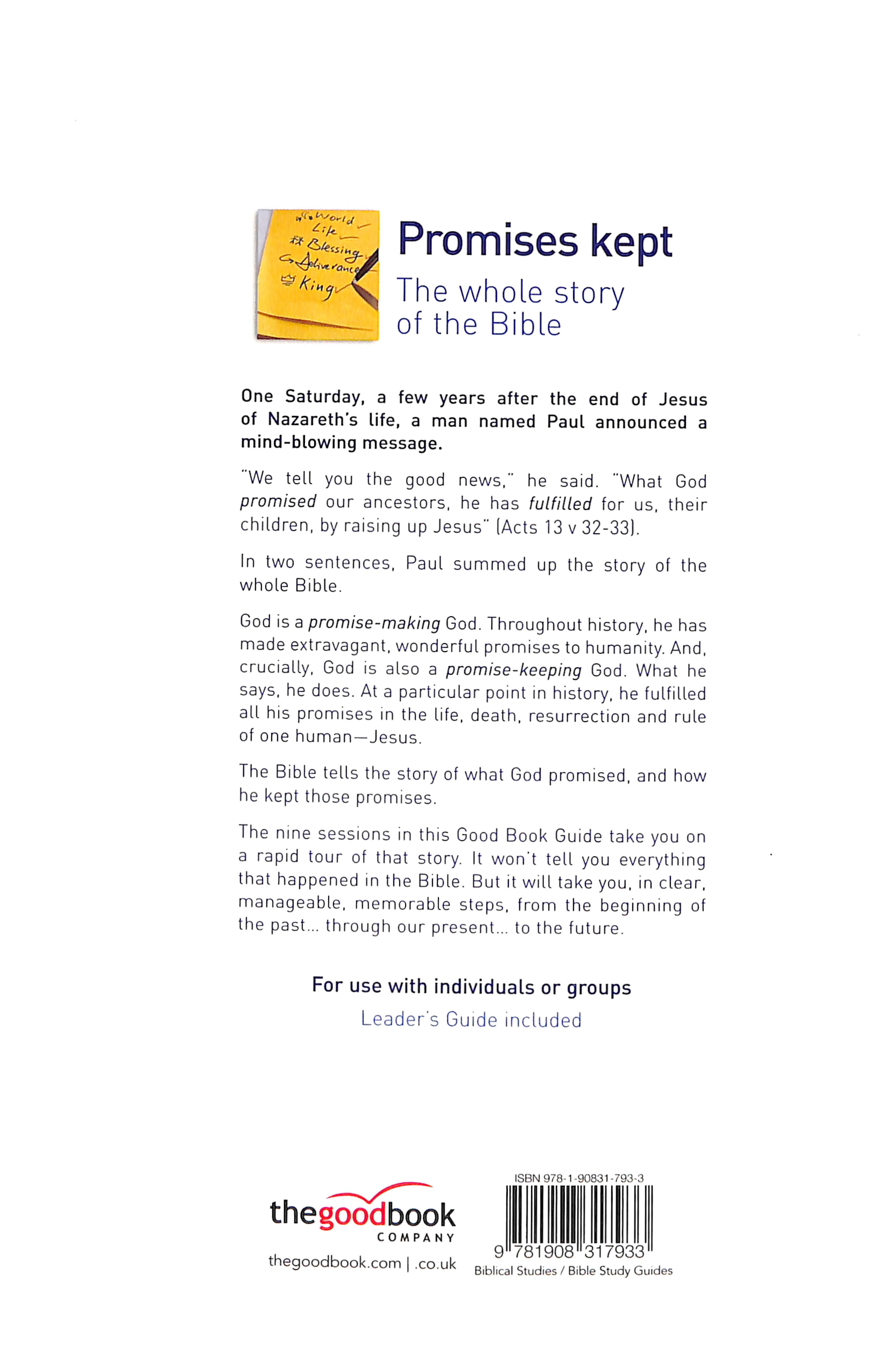 Promises Kept - Whole Story of the Bible (Good Book Guides Series)