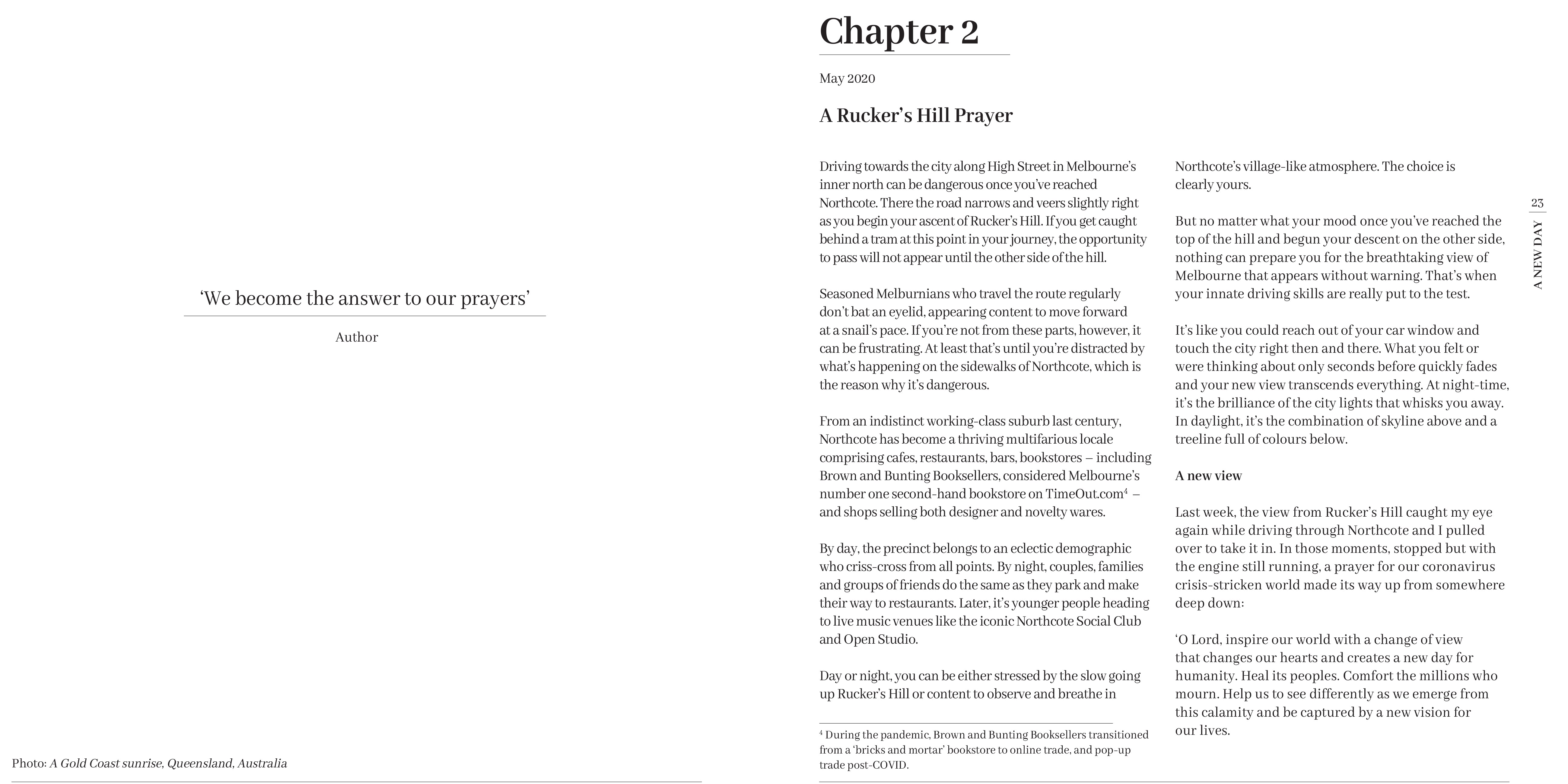 A New Day: Writing During the Pandemic on Relationships, Responsibility and Spiritual Renewal