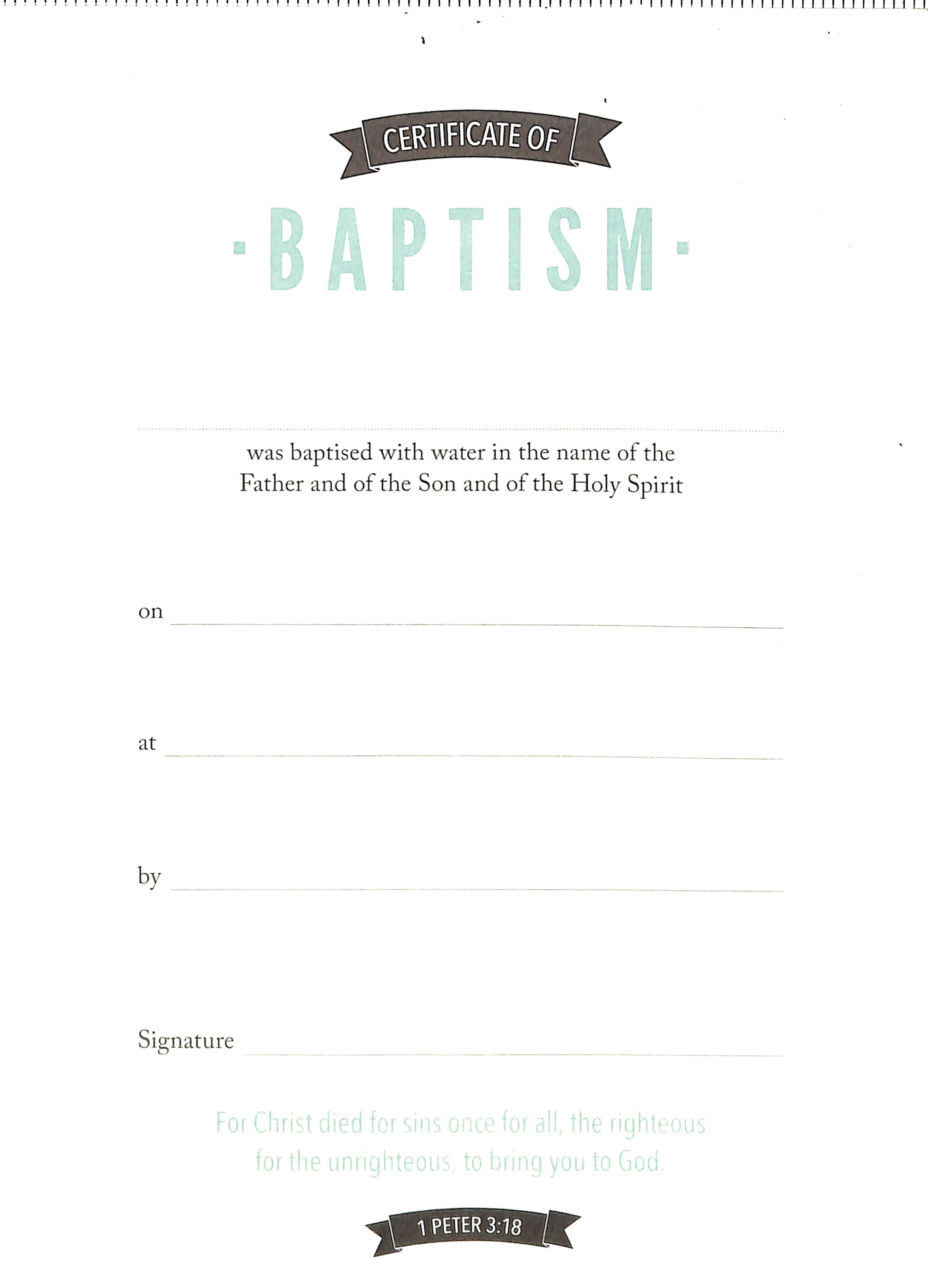 Certificate: Baptism 1 Peter 3:18