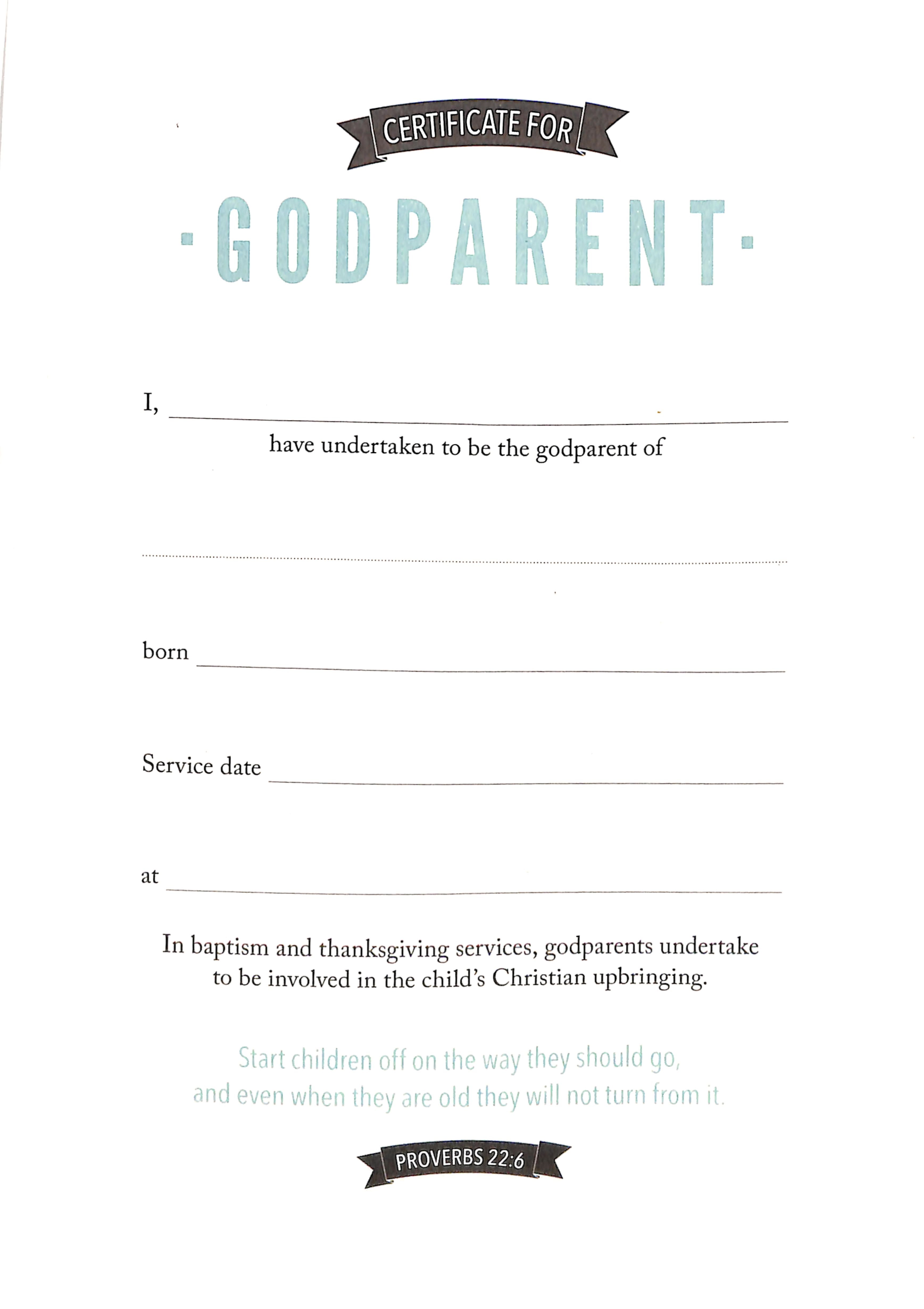 Certificate For Godparent (Matthew 19:14)