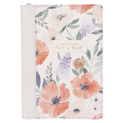 Journal Zippered: Love Is Patient Love Is Kind, Floral