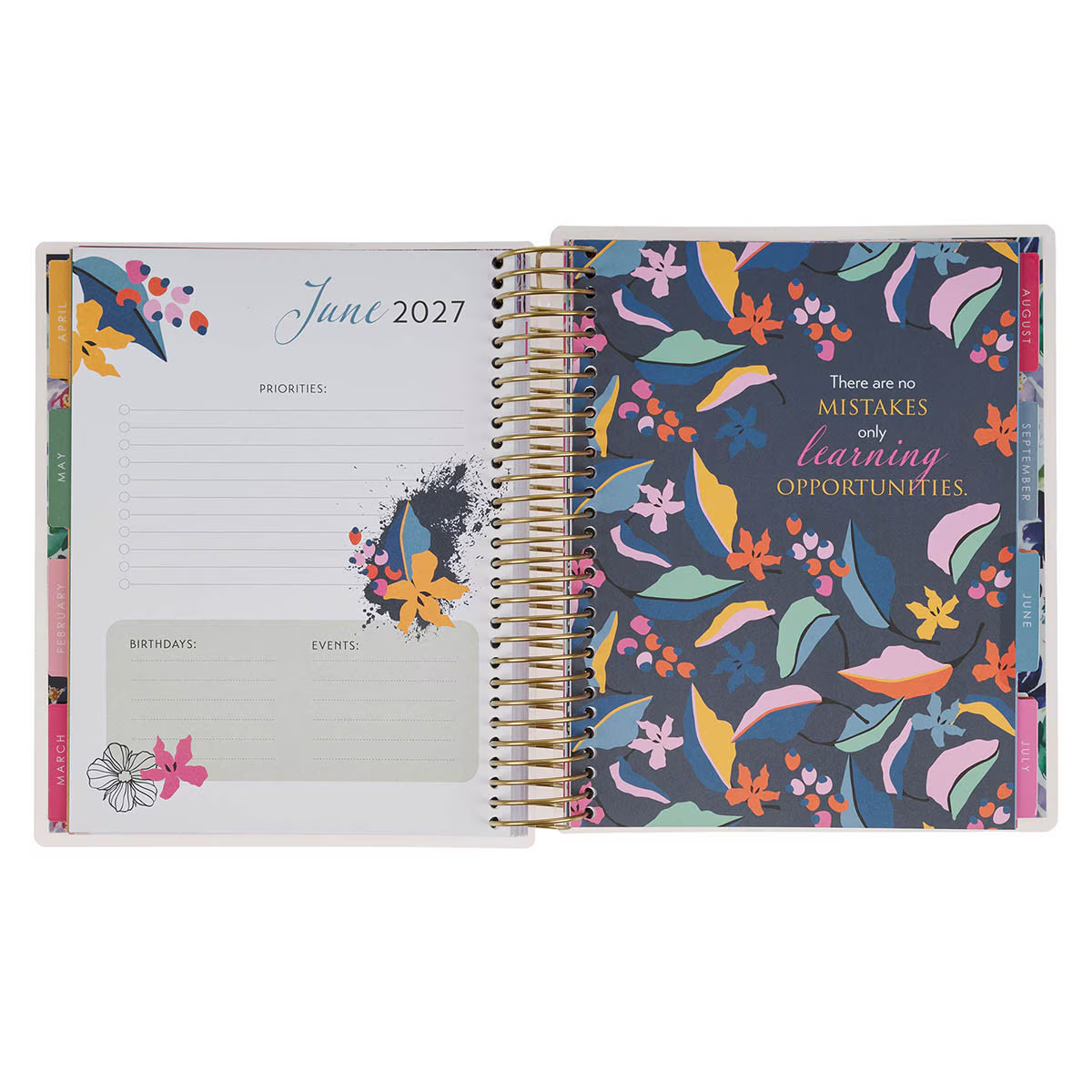 2027 18-Month Diary/Planner with Elastic Closure: Thankful Grateful Blessed, Floral (Includes Stickers)