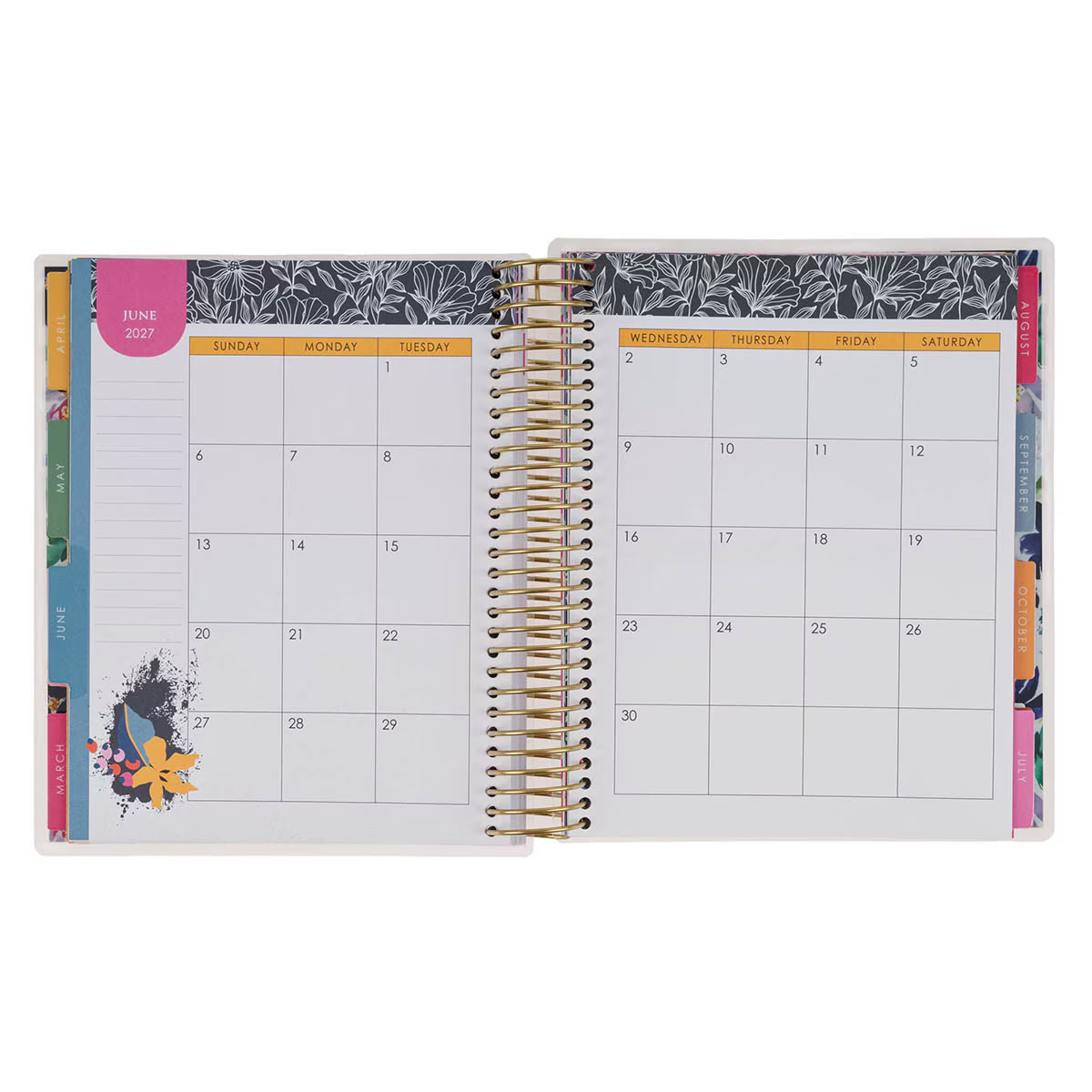 2027 18-Month Diary/Planner with Elastic Closure: Thankful Grateful Blessed, Floral (Includes Stickers)