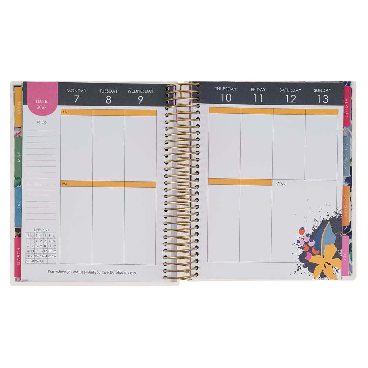 2027 18-Month Diary/Planner with Elastic Closure: Thankful Grateful Blessed, Floral (Includes Stickers)