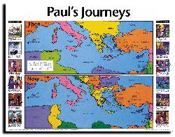 Wall Chart: Then and Now: Paul's Journeys (Laminated) (Then And Now Series)