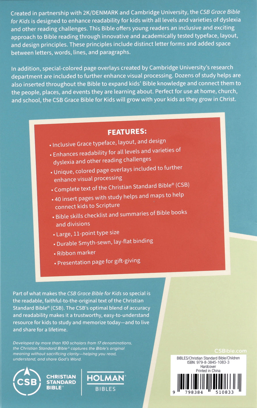 CSB Grace Bible for Kids: Dyslexia Friendly (Black Letter Edition)